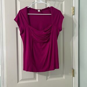 Kenneth Cole New York Pink Ruched Cap Sleeve Blouse